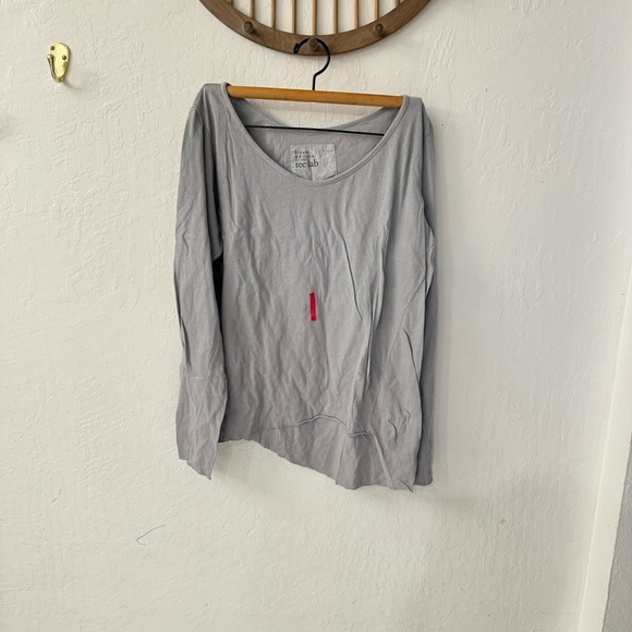 Frank & Eileen Gray Large Assymetrical Hem Line Lightweight Long Sleeve Cotton - Picture 2 of 8